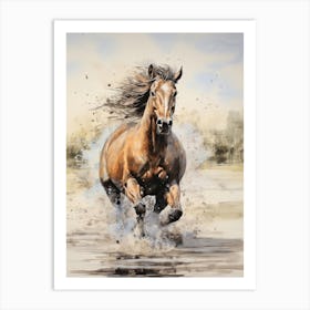 A Horse Painting In The Style Of Dry On Dry Technique 2 Art Print