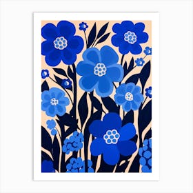 Blue Flower Illustration Forget Me Not 2 Art Print