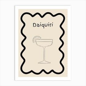 Daiquiri Doodle Poster B&W Art Print