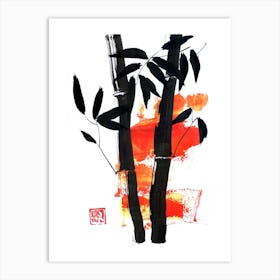 Bamboo In Red Art Print