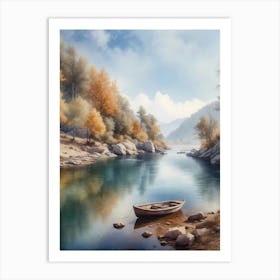 Boat On The River Art Print