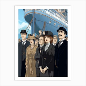 Titanic Family Boarding Ship Illustration 1 Art Print