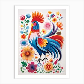 Scandinavian Bird Illustration Rooster 2 Art Print