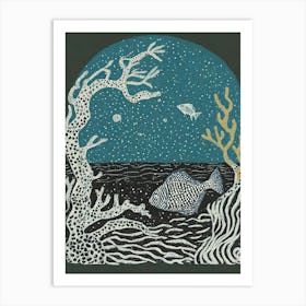 An Underwater Tableau With Marine Life In An Ancient Sea Ukiyo-E 1 Art Print