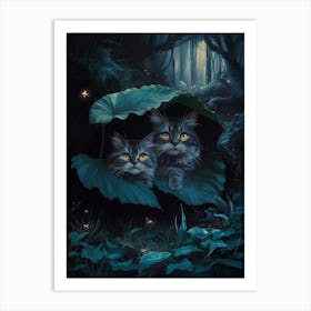 Two Cats In The Forest Art Print