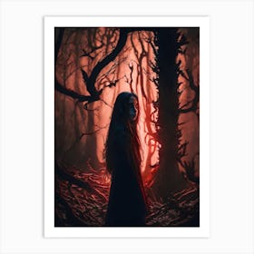 Witch Girl Alone In The Forest Art Print