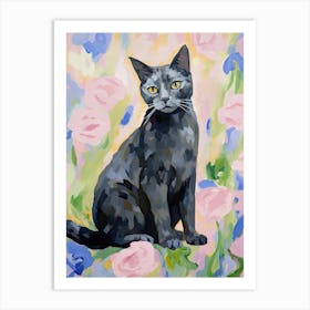 A Russian Blue Cat Painting, Impressionist Painting 1 Art Print