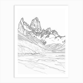 Cerro Fitz Roy Argentina Line Drawing 5 Art Print