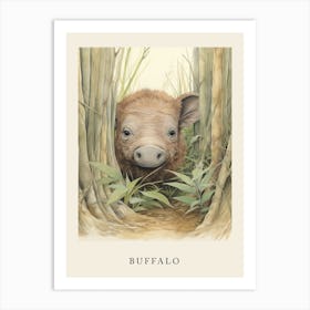 Beatrix Potter Inspired  Animal Watercolour Buffalo 1 Art Print