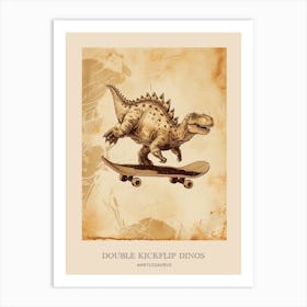 Ankylosaurus Vintage Dinosaur Poster 2 Art Print