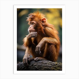 Thinker Monkey Deep In Thought Realistic 1 Art Print