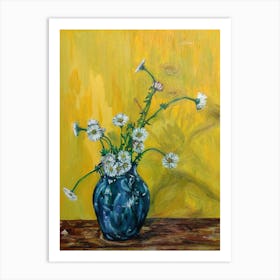 Nature Art, Daisies In A Blue Vase Art Print