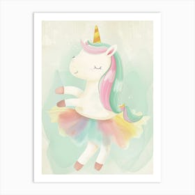 Pastel Unicorn Storybook Style In A Tutu 1 Art Print