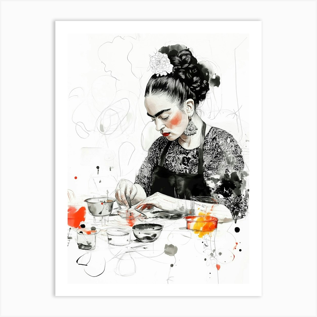 Frida Kahlo portrait 4 Art Print by JBJart Justyna Jaszke
