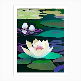 Blooming Lotus Flower In Lake Fauvism Matisse 1 Art Print