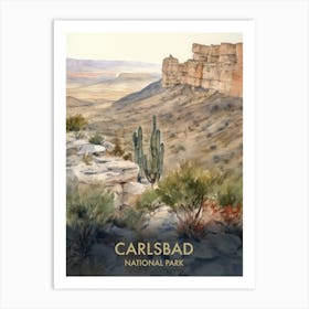 Carlsbad National Park Watercolour Vintage Travel Poster 2 Art Print