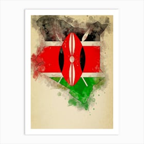 Kenya Flag Vintage Art Print