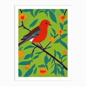 Robin Midcentury Illustration Bird Art Print