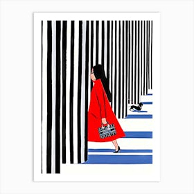 Woman and Dog Art Print