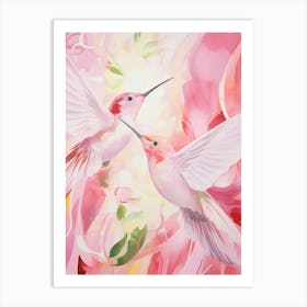 Pink Ethereal Bird Painting Hummingbird 2 Art Print