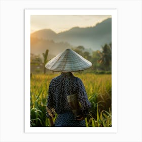 Asian Woman In A Rice Field Art Print