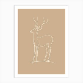 Deer Drawing - Boho, Line Art 2 Art Print