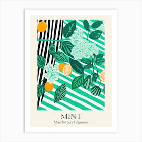 Marche Aux Legumes Mint Summer Illustration 2 Art Print