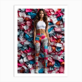 Girl In Printed Leggings Art Print