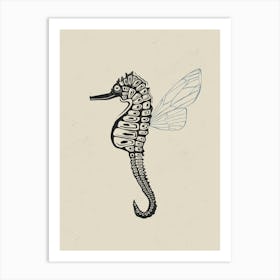 Seahorse Linocut Art Print