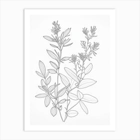 St John S Wort Herb William Morris Inspired Line Drawing 2 Art Print