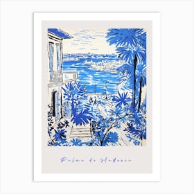 Palma De Mallorca Spain 3 Mediterranean Blue Drawing Poster Art Print