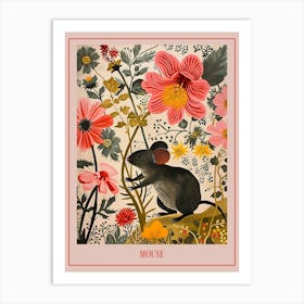 Floral Animal Painting Mouse 4 Poster Art Print