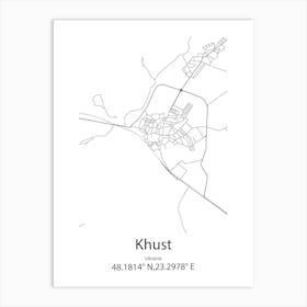 Khust,Ukraine Minimalist Map Art Print