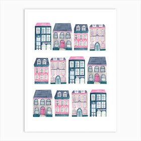 Houses In Pink Art Print