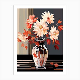 Bouquet Of Autumn Snowflake Flowers, Fall Florals Painting 3 Art Print