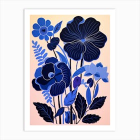 Blue Flower Illustration Hibiscus 2 Art Print