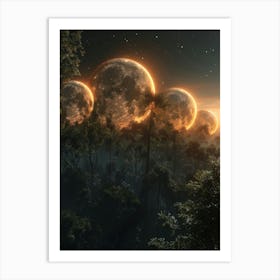 Moon In The Forest Art Print