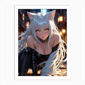 Anime Girl With Cat Ears 7 Art Print