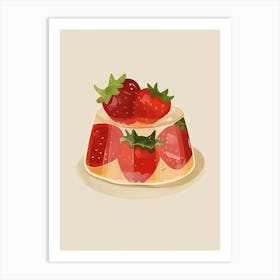Jellied Strawberry Dessert Minimal Illustration Art Print