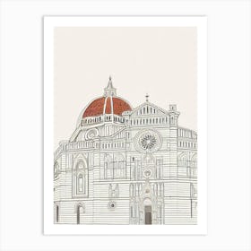 Florence Cathedral Italy Boho Landmark Illustration Art Print
