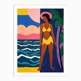 Woman At The Beach Art Print