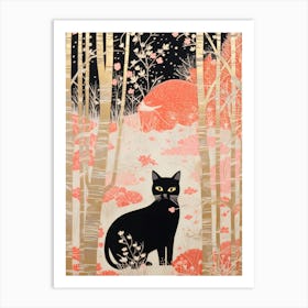 Black Cat In The Forest Art Print