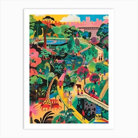 The Bronx Zoo New York Colourful Silkscreen Illustration 3 Art Print