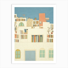 Santorini The Book Nook Pastel Colours 2 Art Print