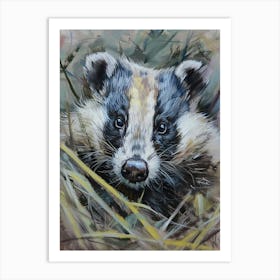 Badger Pastel Watercolour 2 Poster