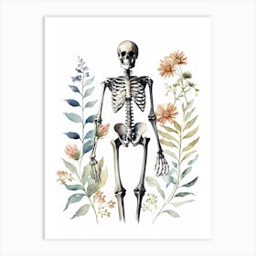 Floral Skeleton Watercolor Painting (23) Art Print