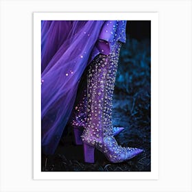 Purple Boots with gemstones Art Print