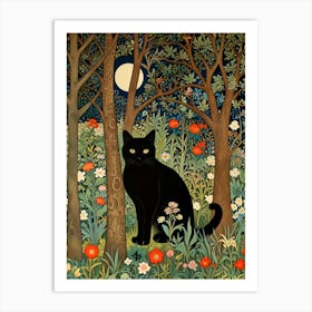 William Morris Black Cat In The Forest 30 Art Print