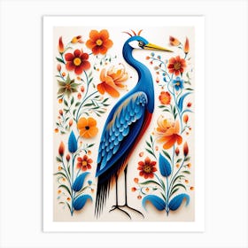 Scandinavian Bird Illustration Great Blue Heron 3 Art Print