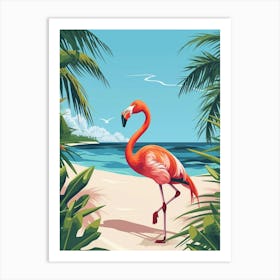Greater Flamingo Renaissance Island Aruba Tropical Illustration 4 Art Print